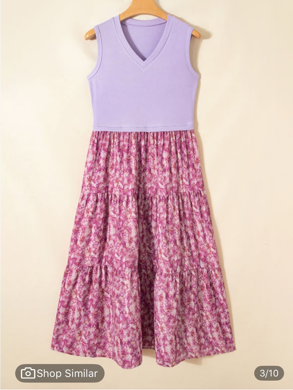 New Without Tags Lavender Tank Bodice Floral Tiered Maxi Dress